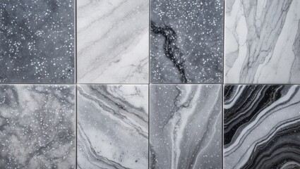 Poster - High resolution marble texture background featuring a luxurious seamless pattern of grey and white stones ideal for interior design.