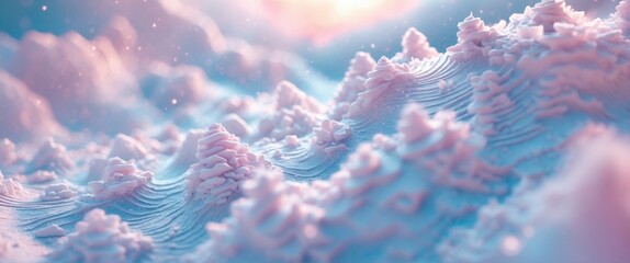 Poster - Delicate snow texture background with soft pastel hues creating a serene winter atmosphere for creative design projects.