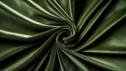Poster - Luxurious dark olive velvet fabric with smooth texture and rich color ideal for elegant backgrounds and interior design concepts.