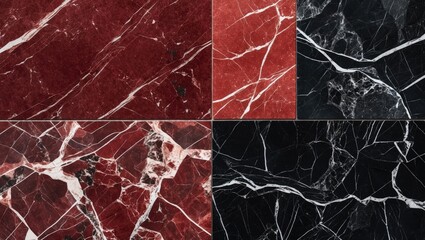 Poster - Elegant red and black marble texture showcasing luxurious flooring with striking natural mineral patterns for refined interior design elements.