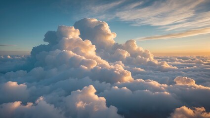 Poster - Majestic Evening Clouds Drifting Gracefully in a Calm Sky Under Subdued Light as the Sun Sets Behind the Horizon