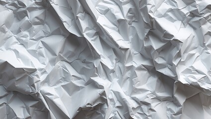 Poster - Crumpled white paper texture background for creative designs and artistic projects in a minimalistic style.