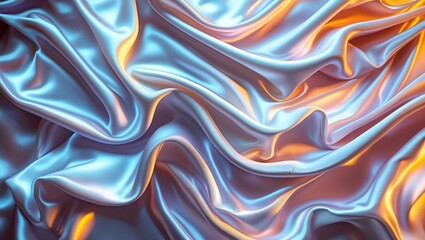 Poster - elegant rippled white silk satin fabric creating a glamorous textured background with soft waves and
