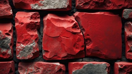 Poster - red grunge stone wall texture with visible surface details ideal for background use and text overlay