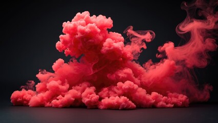 Poster - vibrant red smoke clouds creating dynamic patterns on a dark background for artistic and creative vi