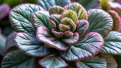 Poster - Macro shot of a begonia leaf revealing intricate textures and vibrant colors, emphasizing the plant's unique beauty and details.