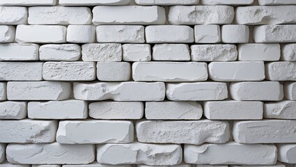 Poster - Textured white brick wall background with layered paint detailing suitable for interior design and modern decor themes.
