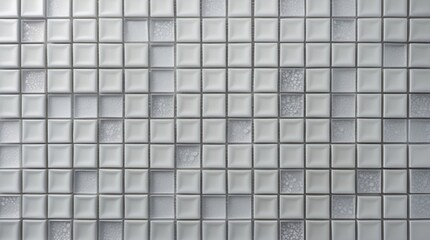 Poster - Elegant White Mosaic Tiles Background with Textured Surface for Interior Design and Home Decor Applications