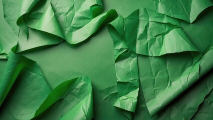 Poster - Crumpled green paper texture as a versatile background for creative projects and design applications ideal for nature-themed visuals.