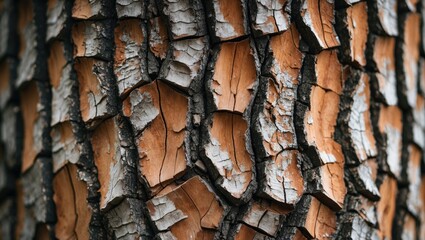 Wall Mural - detailed close-up of textured tree bark showcasing intricate patterns and earthy colors for nature a