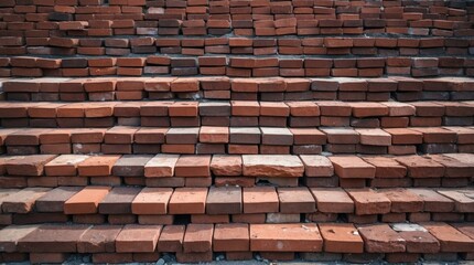 Poster - Brick steps arrangement creating a textured surface in warm tones ideal for architectural or construction design concepts.