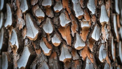 Poster - Detailed close-up of textured tree bark showcasing natural patterns and earthy tones ideal for nature and environmental themes.