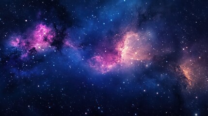 Cosmic Nebula Pink and Blue Interstellar Clouds. Background stars. Space exploration