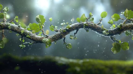 Poster - A 3D-rendered DNA chain constructed from tree branches, illustrating the connection between plants and genetics.