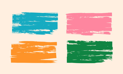 Fototapete - Paint brush frame boxes. Set of childish rectangle borders
