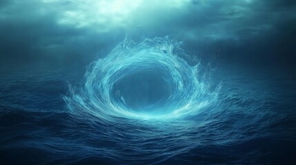 Poster - A glowing whirlpool forming a portal in the middle of the sea.