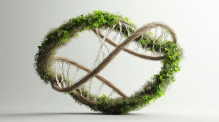 Poster - A futuristic concept of a DNA structure woven from grass and tree branches, blending science with nature.