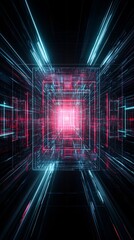 Poster - complex geometric interplay, fluid mechanics, symmetrical perfection, artistic abstraction, futuristic inspiration, neon-infused highlights, detailed gradients, immersive color depth, structural