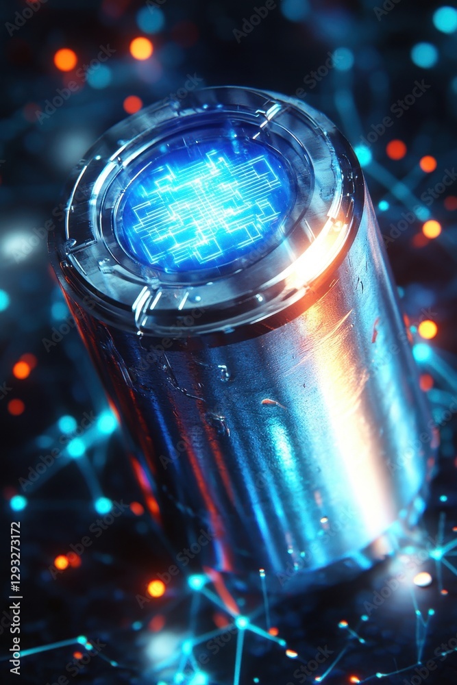 Battery Visualization Glowing Lithium Ion Battery Metal Compound: A Digital Visualization of ...