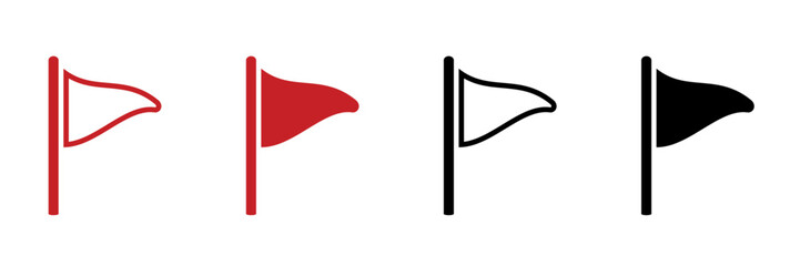 Poster - Simple flag icons in red and black tones. minimalistic design highlighting different flag colors.