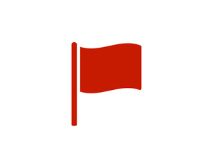 Poster - a red flag attached to a simple pole, gently waving, symbolizing caution or warning.