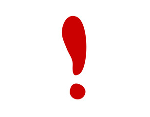 Poster - a bold red exclamation mark symbol, used to indicate important information or alerts.