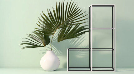 Wall Mural - Minimalist Cube & Tropical Shadows