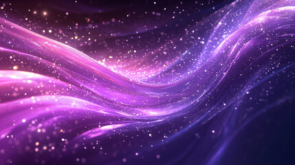 Wall Mural - Purple light waves and circle with sparks and leaves motion effect. Magic glow with star dust and sparkles. Abstract flow, tornado vortex, isolated love magician spell Realistic 3d Vector illustration