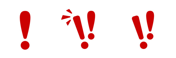 Poster - three red exclamation marks in different styles, showing variation in expressions.