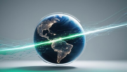 Poster - globe featuring a green line illustrating sustainable practices and environmental considerations glo