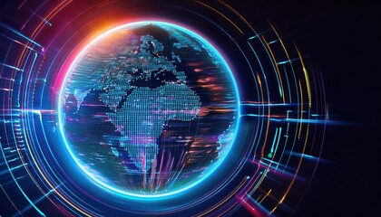 Poster - Mesmerizing view of earth illuminated with neon lights creating a vibrant and futuristic look