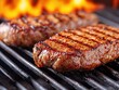 © photobuay - Grilling juicy steaks backyard barbecue food photography warm atmosphere close-up view culinary delight