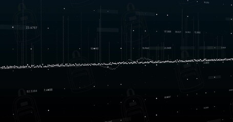 Poster - image of financial data processing on black background
