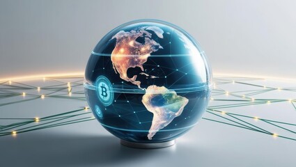 Poster - globe displaying a complex network of connected lines depicting global communication and interaction