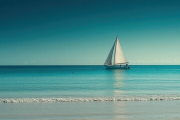  Varadero Beach: Serene Scene of Sailing Boat in Cuba, Caribbean
