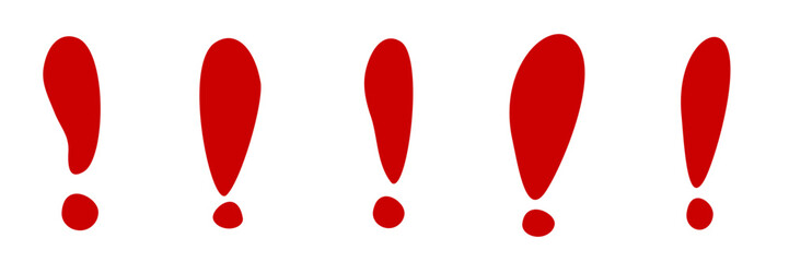 Poster - A series of five bold red exclamation marks in a horizontal line, symbolizing emphasis.