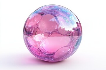 Poster - Delicate pink bubble orb with glossy surface reflecting light and color variations