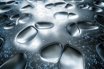 Leinwandbilder - Abstract metallic surface with organic, flowing shapes and subtle glowing network.
