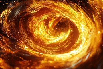 Aufkleber - A mesmerizing vortex of golden liquid, swirling and glowing with intense light.