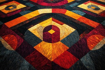 Leinwandbilder - Abstract geometric pattern in warm, earthy tones; intricate design with wood-like texture.