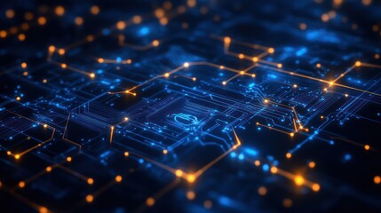 Poster - Global network, digital data flows, connections, glowing circuits, technology background, for tech websites