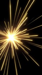 Poster - Golden light is expanding on a black background, creating a beautiful visual effect, ideal for graphic design, motion graphics, and visual effects projects