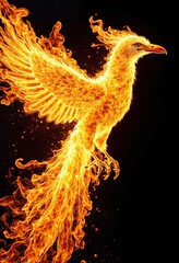 Aufkleber - Fire bird on black background