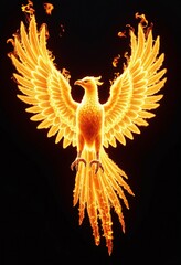 Aufkleber - Fire bird on black background
