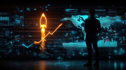 Poster - futuristic digital finance and technology dashboard with dynamic data visualization and analysis glo
