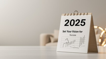 Poster - 2025 Calendar and Vision Board Showcasing Graphs Charts and Analytics for Developing Successful Business Strategies and Planning Ahead for Growth Profitability and Achievement of Goals
