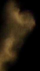 Poster - Golden powder exploding, dispersing luminous particles over dark surface, generating dynamic visual effect with vibrant energy and motion graphics potential