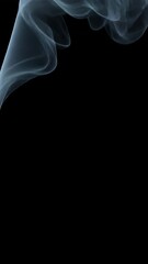 Poster - Delicate smoke tendrils dancing, weaving, swirling with hypnotic grace against stark dark backdrop, unveiling intricate fluid patterns through mesmerizing visual motion