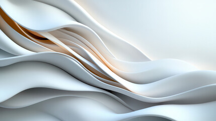 Poster - Flowing wave like layers create abstract parametric sculpture with serene and elegant design. smooth curves and soft colors evoke sense of calm and fluidity