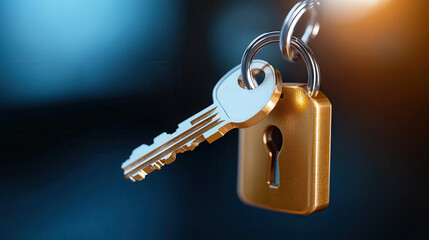 Aufkleber - golden key and lock symbolize security and access in futuristic setting